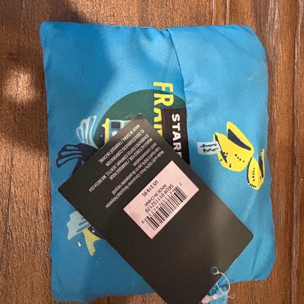 Starbucks Vibrant Blue Pouch with Yellow Cup Design